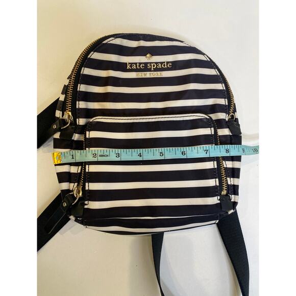 Kate Spade Black & White Striped Mini Backpack OS Zip Closure Pockets Designer